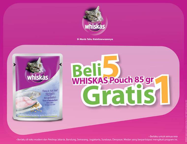 beli whiskas pouch 5 gratis 1
